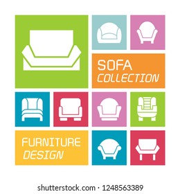 sofa icons in colorful background