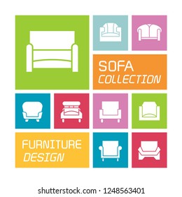 sofa icons in colorful background