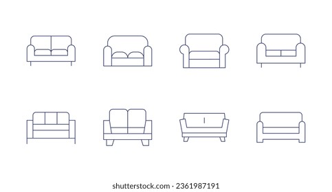 Sofa icons. editable stroke. Containing couch, sofa.