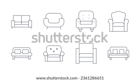 Sofa icons. editable stroke. Containing armchair, sofa.