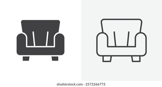 Sofa icons. flat and line style set