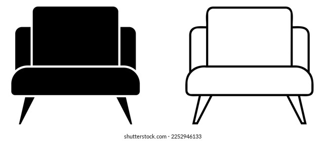 Sofa icons in line and flat design. Vector illustration 