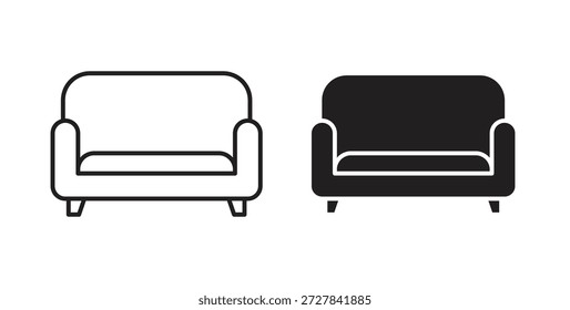 Sofa-Symbole. Gliederungssymbole, Vektorsammlung. flache Illustrationen