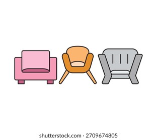 Conjunto de iconos de sofá Vector de ilustración