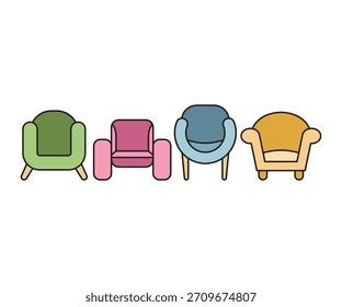 Conjunto de iconos de sofá Vector de ilustración
