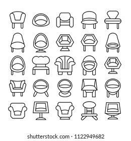 sofa icons set, line design