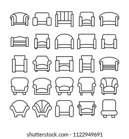 sofa icons set, line design