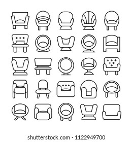 sofa icons set, line design