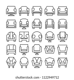 sofa icons set, line design