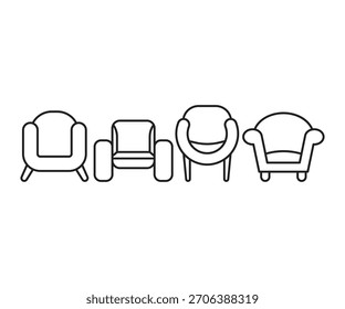 Conjunto de iconos de sofá Vector de ilustración de línea