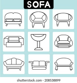 sofa icons set minimal theme