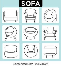 sofa icons set minimal theme