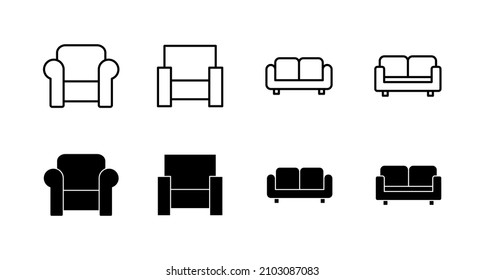 Sofa icons set. sofa sign and symbol. furniture icon