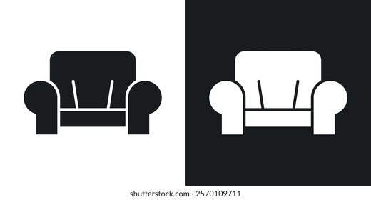 Sofa icons in solid black and white colors