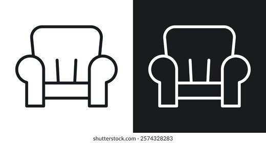 Sofa icons in thin black and white stroke liner style
