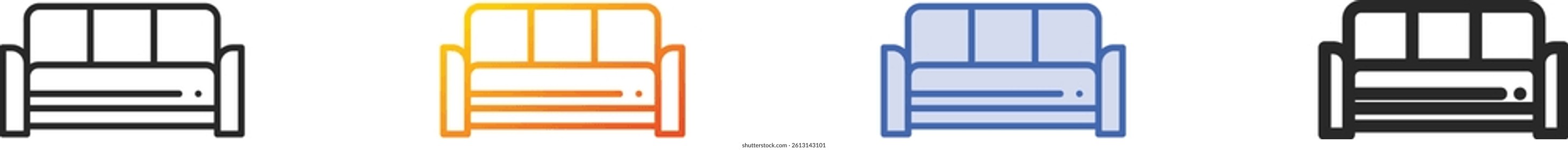 sofa icon.Thin Linear, Gradient, Blue Stroke and bold Style Design Isolated On White Background