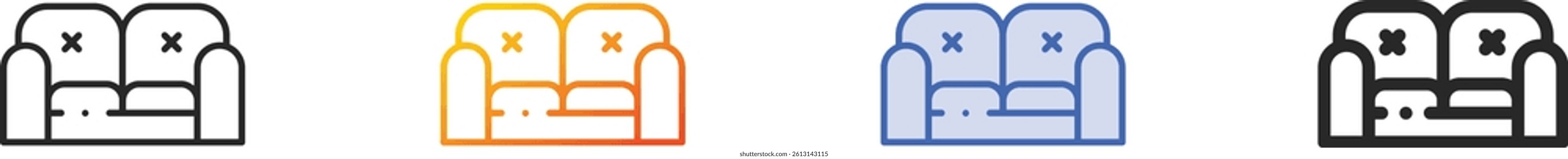 sofa icon.Thin Linear, Gradient, Blue Stroke and bold Style Design Isolated On White Background