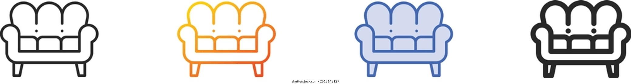 sofa icon.Thin Linear, Gradient, Blue Stroke and bold Style Design Isolated On White Background