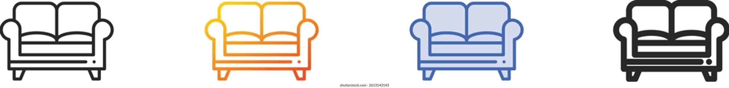 sofa icon.Thin Linear, Gradient, Blue Stroke and bold Style Design Isolated On White Background