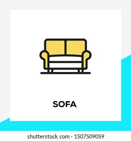 SOFA AND ILLUSTRATION ICON CONCEPT