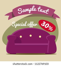 Sofa illustration. Vector illustration isolated on background.
