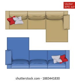 Sofa for the interior. Easily change the color of a graphic. Vector.