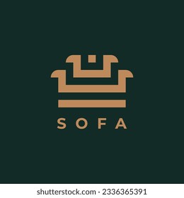 Sofa interior furniture logo design illustration vector template