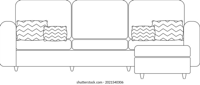 sofa interior outline vector illustration