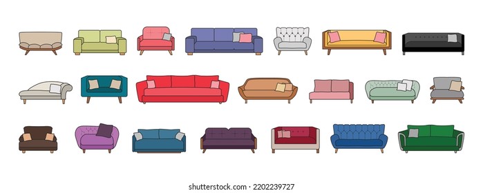 Sofa einzeln Farbset Symbol. Vektorgrafik-Sofa auf weißem Hintergrund . Farbensymbol für die Kollektion von Möbeln.