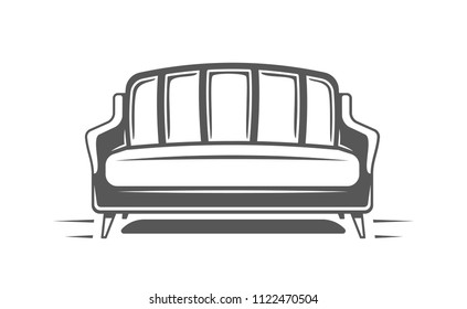 Sofa isolated on white background. Symbols for furniture design logos and emblems. Vector illustration