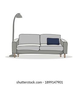Sofá aislado en un fondo blanco. Ilustración del vector