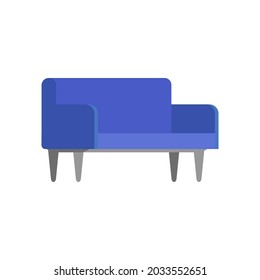 sofa isolated on white background. Vector flat illustration. A piece of interior. The object can be used for the design of an apartment, office, premises. 