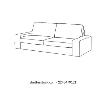 Sofa isolated on white background. Vector illustration in a sketch style.