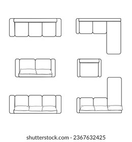 Sofa isolated on white background. Vector illustration in a sketch style.