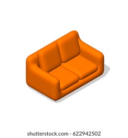 Sofa. Isolated on white background. 3d Vector illustration.