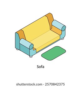 Sofa isometric Colored illustration. EPS File stock illustration