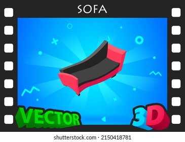 Sofa isometric design icon. Vector web illustration. 3d colorful concept