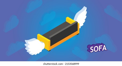 Icono de diseño isométrico Sofa. Ilustración web de vectores. 3.ª colorida concepción