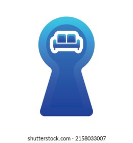 icono de la plantilla de diseño de gradiente del logotipo del teclado del sofá