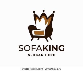 Sofa king furniture elegant interior room couch comfortable living simple vector logo design