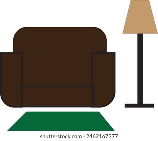 Sofa with lamp design illustration art