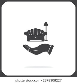Sofa and lamp Icon on the hand