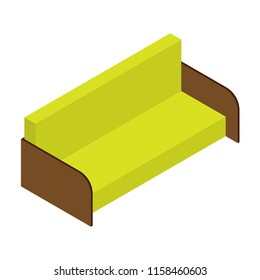 sofa of lemon color. Isometric vector illustration, web, decor, print, application on white background