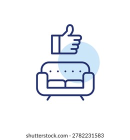 Sofa and like. Interior approval, space satisfaction, home trust. Pixel perfect, editable stroke vector icon