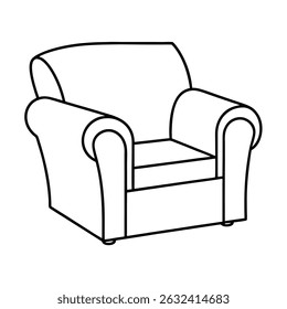 design de arte de linha de sofá em fundo branco 