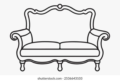 Sofa line art icon illustration