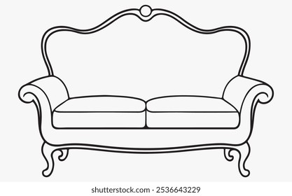Sofa line art icon illustration