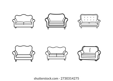 sofa line art vector illustration isolated