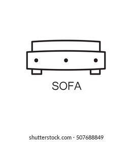 Sofa line icon. High quality outline vector pictogram on the topic of Sofa . Black line elements for web design or mobile app, logo, company's visit card, etc. Vector button EPS 10.