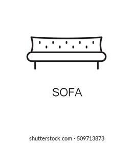 Sofa line icon. High quality pictogram of sofa for home's interior. Outline vector symbol for design website or mobile app. Thin line sign of mirror for logo, visit card, etc.